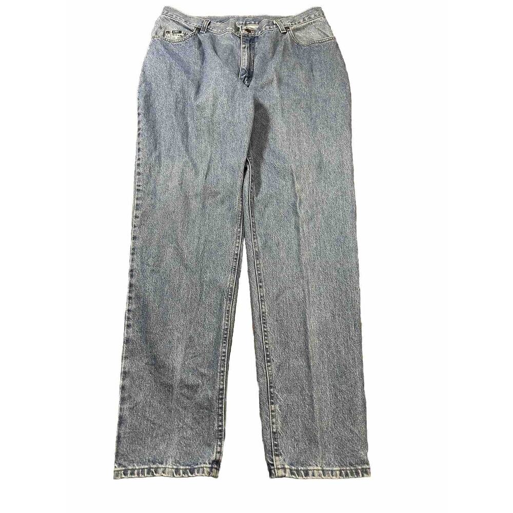Lee Plus Jeans Womens 20W Long Straight Cut Stretch Elastic Blue Casual Mid Rise